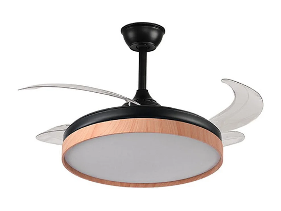 Ventilador de techo Cosmos Mini Bel Air 48W 4 aspas retráctiles negro/madera Ø91 cm