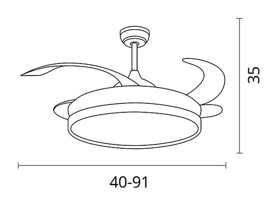 Ventilador de techo Cosmos Mini Bel Air 48W 4 aspas retráctiles negro/madera Ø91 cm