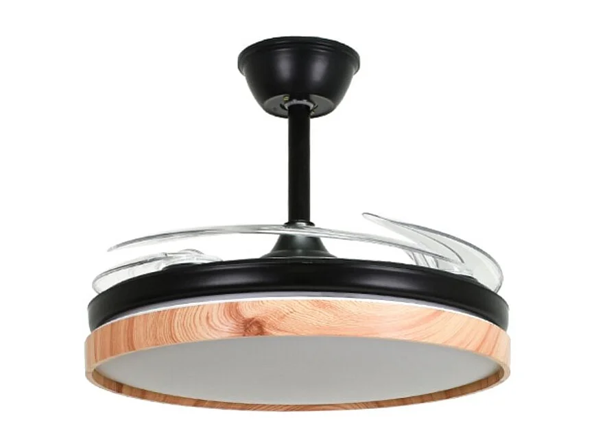 Ventilador de techo Cosmos Mini Bel Air 48W 4 aspas retráctiles negro/madera Ø91 cm