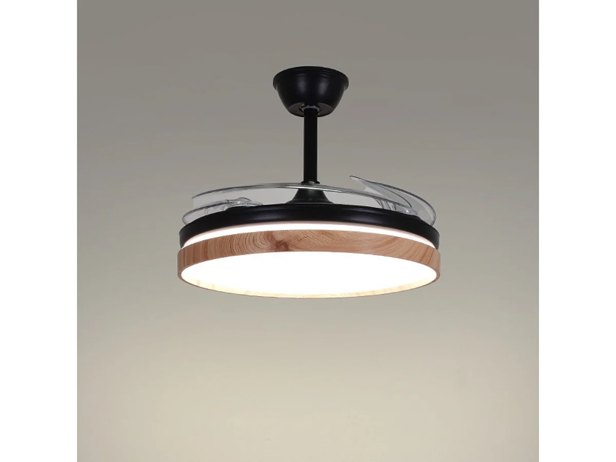 Ventilador de techo Cosmos Mini Bel Air 48W 4 aspas retráctiles negro/madera Ø91 cm