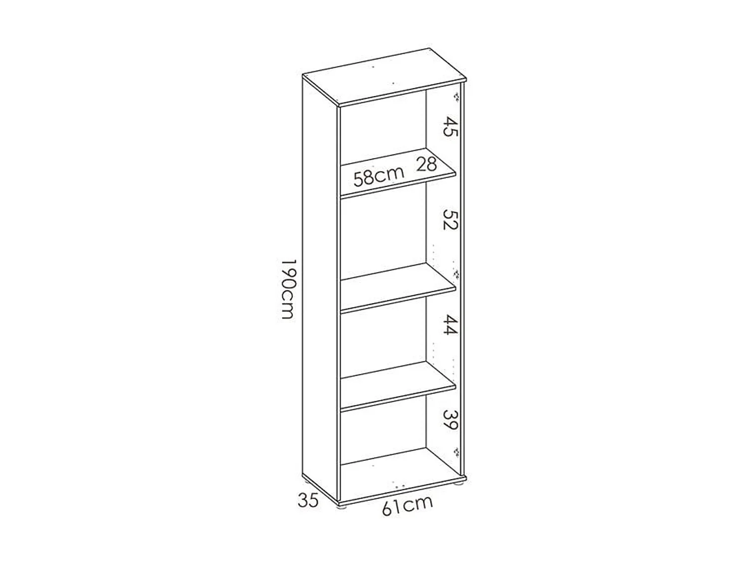 Armario auxiliar Fit 4 compartimentos blanco 190x61x35 cm