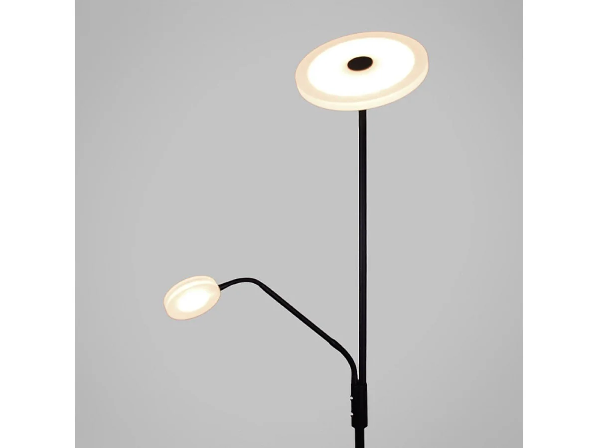 Lámpara de pie Bayani Lumit con lámpara de lectura negro Ø25x179 cm