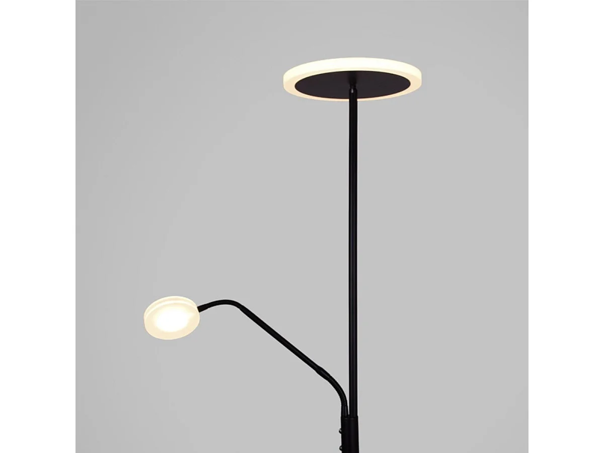 Lámpara de pie Bayani Lumit con lámpara de lectura negro Ø25x179 cm