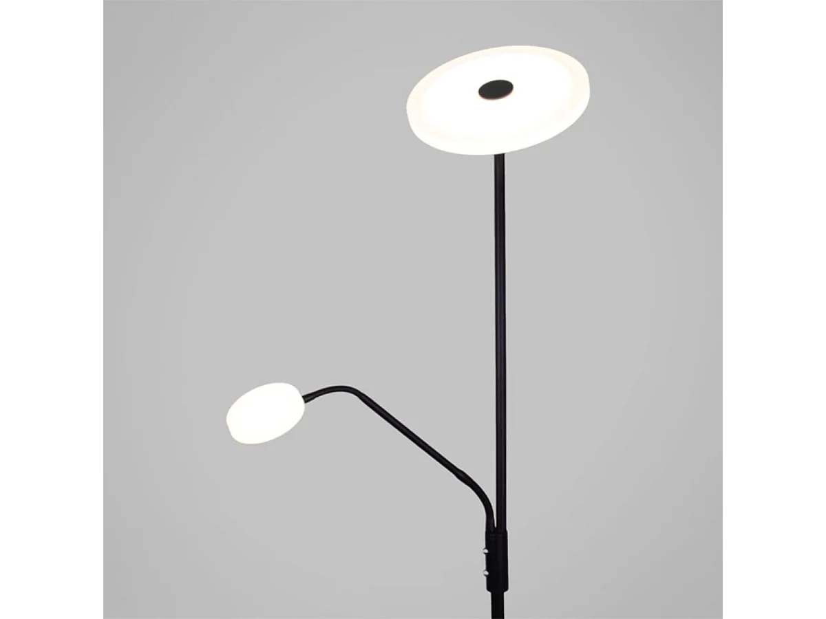 Lámpara de pie Bayani Lumit con lámpara de lectura negro Ø25x179 cm