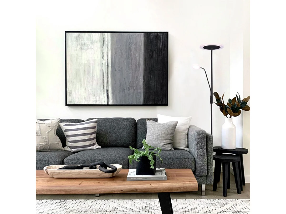 Lámpara de pie Bayani Lumit con lámpara de lectura negro Ø25x179 cm