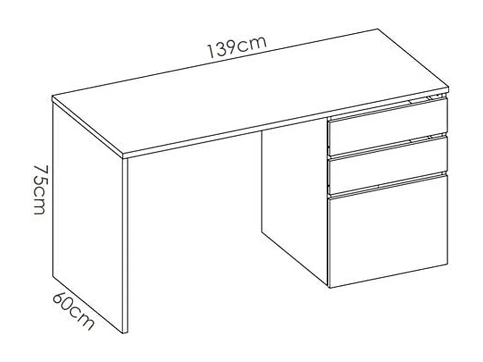 Escritorio Shiro 2 cajones con armario blanco 75x139x60 cm