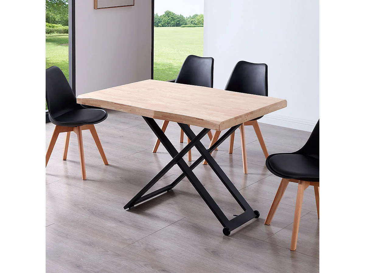 Mesa de centro Zoe elevable con tapa irregular roble Nordish/negro 49-76x120x80 cm Adec