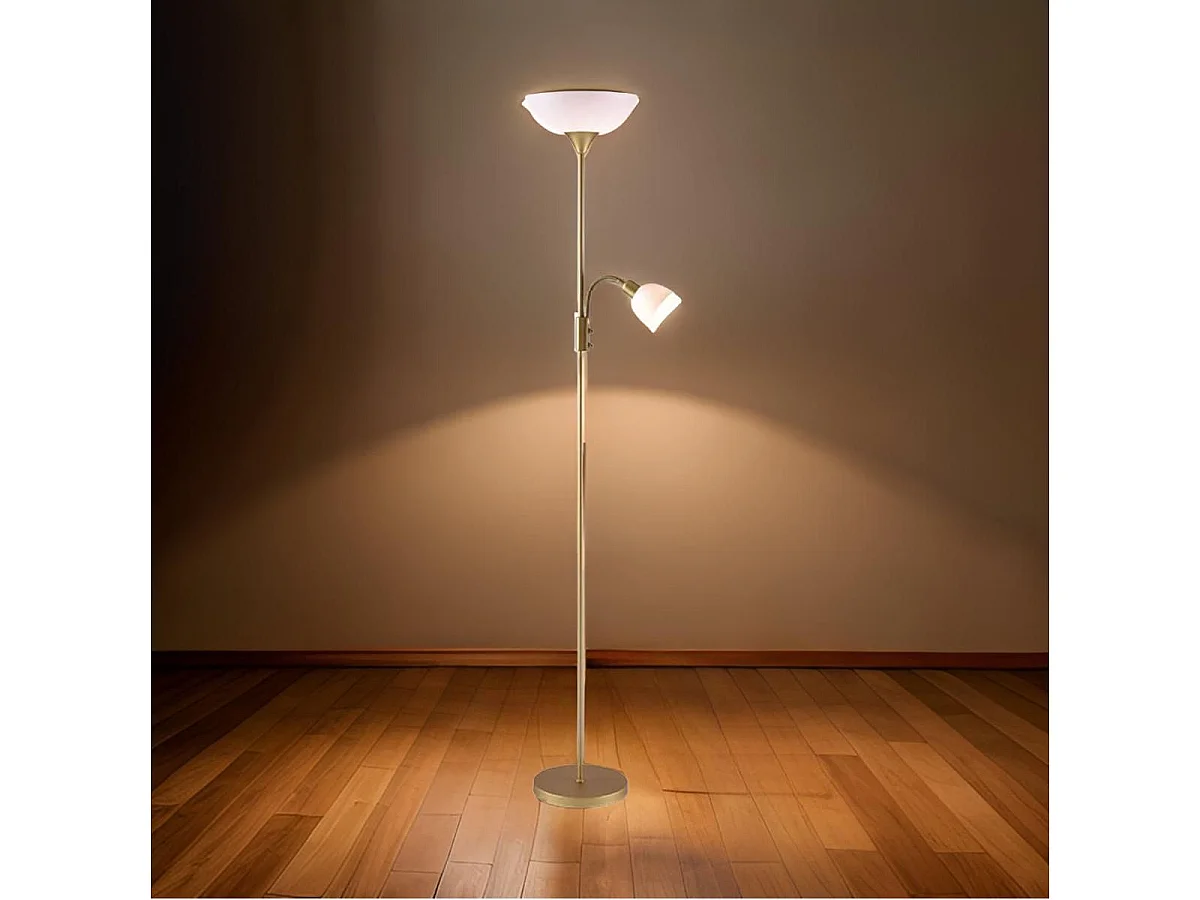 Lámpara de pie Torino Bel Air 80W + brazo orientable oro Ø25x179 cm
