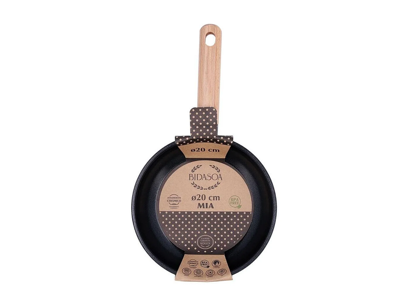 Sartén Mia Bidasoa aluminio prensado antiadherente negro/natural Ø26 cm