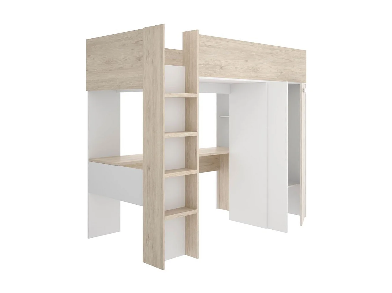 Cama estudio Spylo con mesa de estudio + armario natural 177x205x112 cm