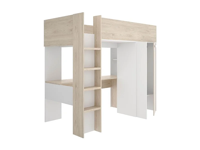 Cama estudio Spylo con mesa de estudio + armario natural 177x205x112 cm