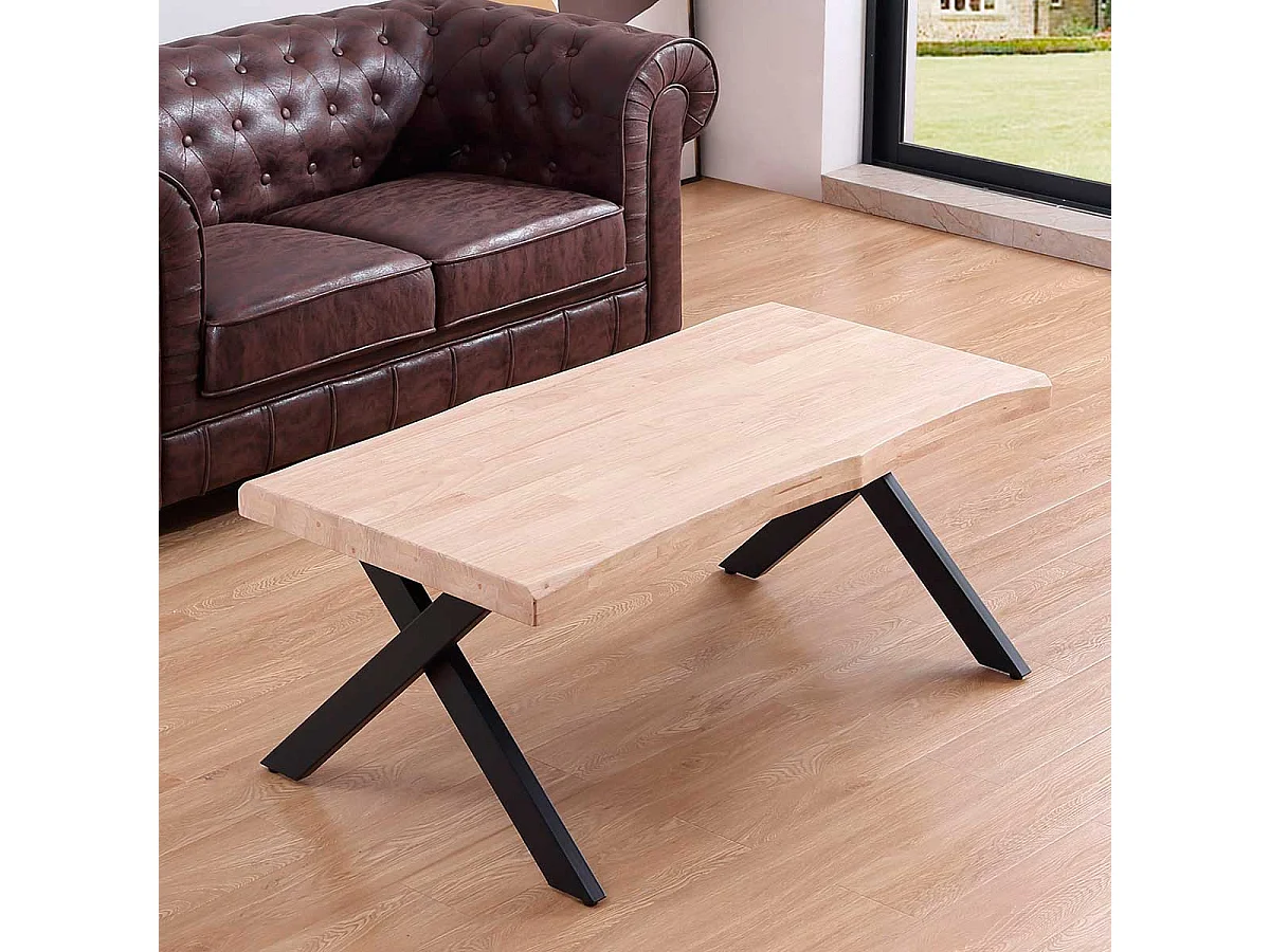 Mesa de centro elevable Xena tapa irregular con hueco de almacenaje roble Nordish/negro 47-62x120x60-66 cm Adec