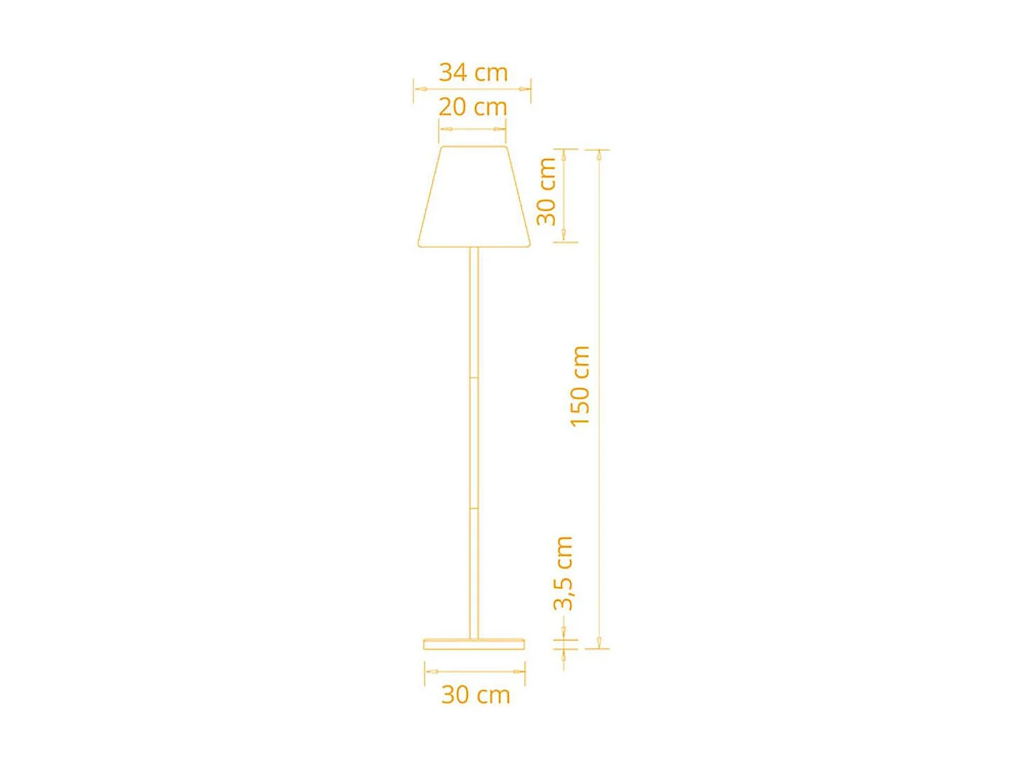 Lámpara de pie Biana Lumit portátil LED RGB con USB + mando blanco Ø34x150 cm