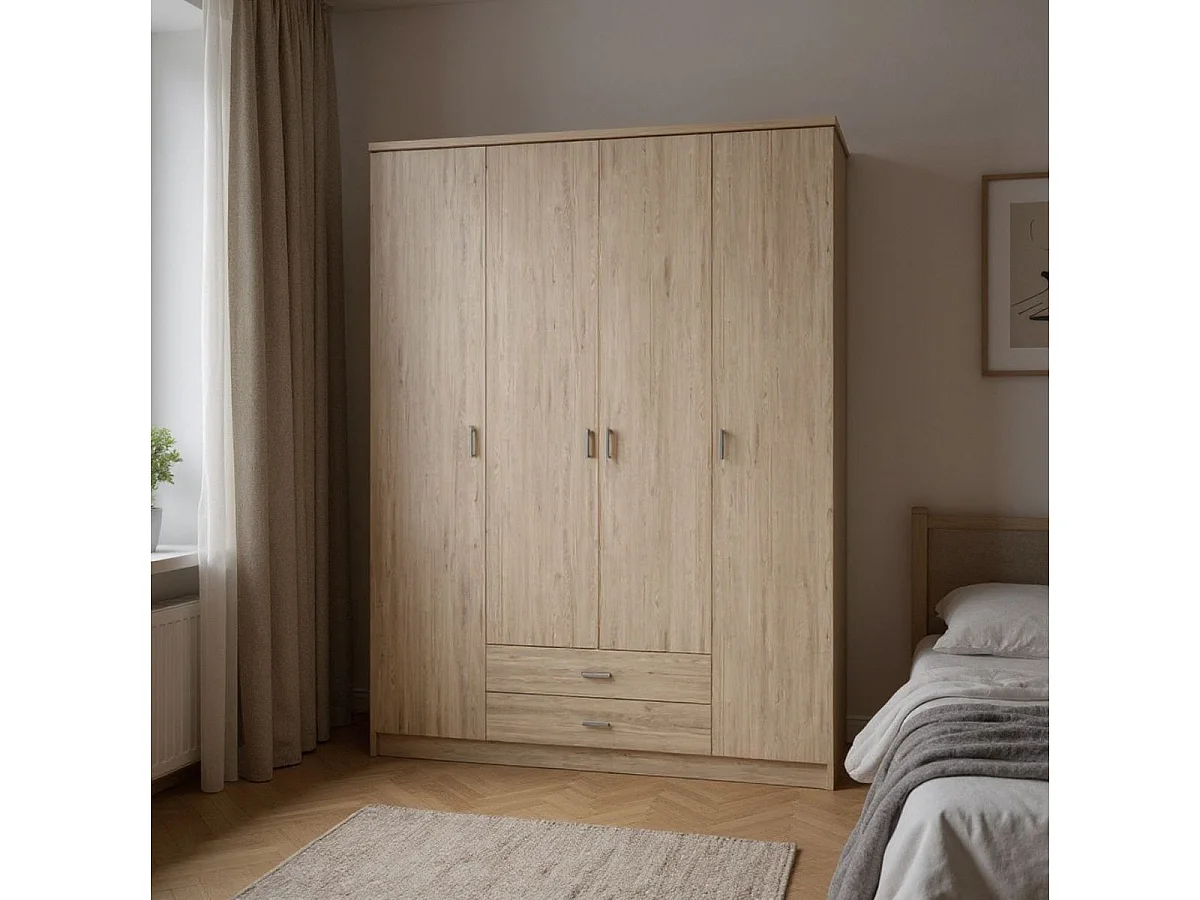 Armario Roma 4 puertas + 2 cajones sahara 215,5x198x52,6 cm