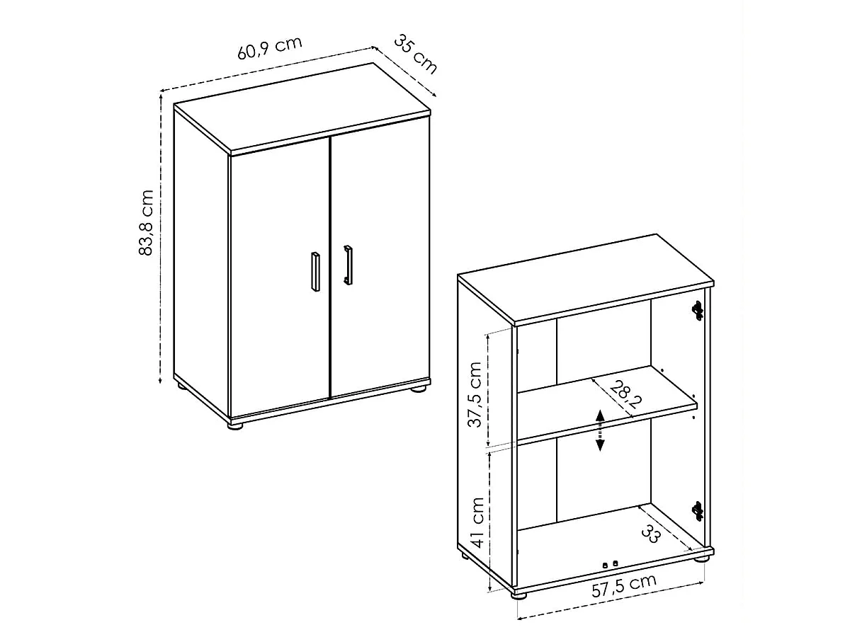 Armario bajo Fit 2 puertas 2 estantes blanco 83,8x60,9x35 cm