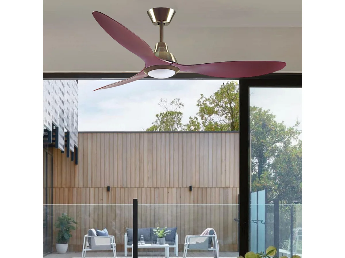 Ventilador de techo Delfos Bel Air 20W 3 aspas mando a distancia marrón oscuro Ø132 cm