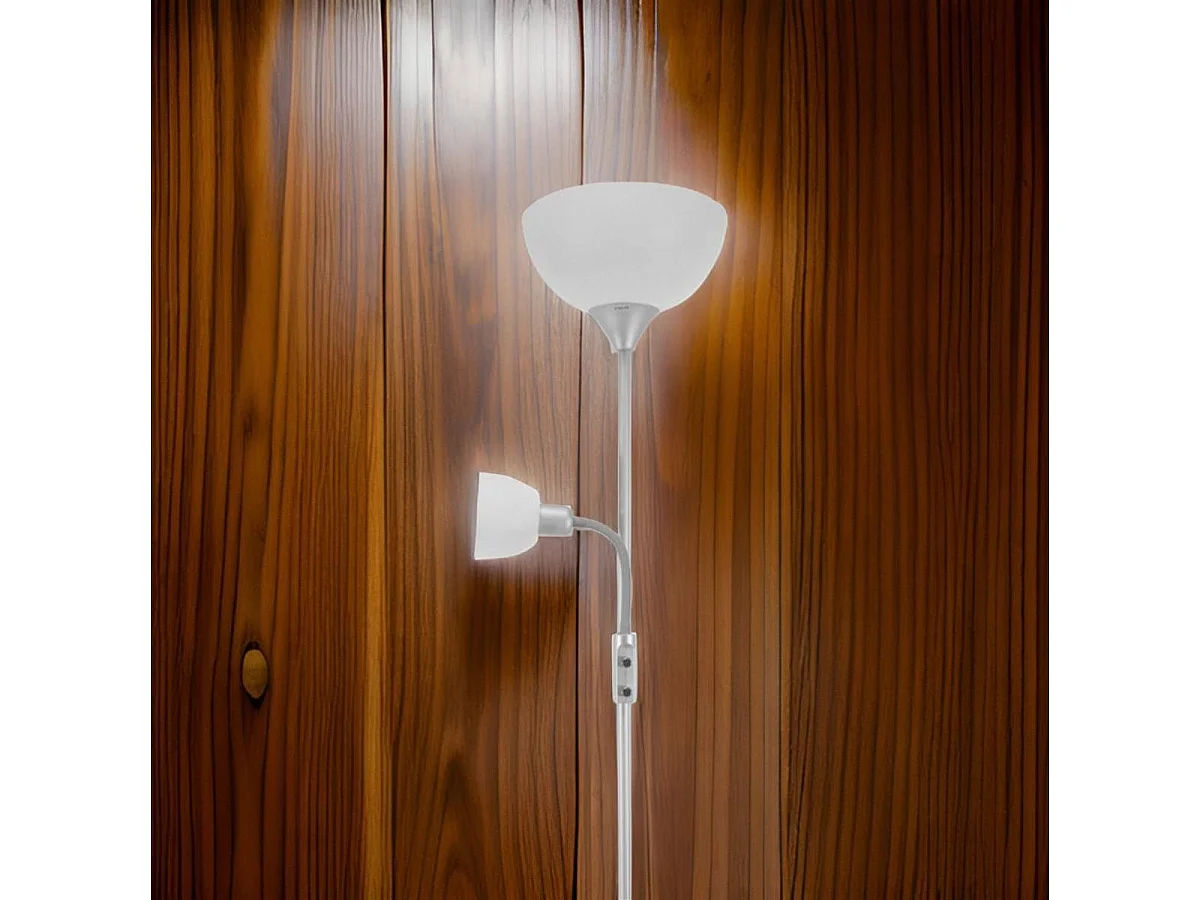 Lámpara de pie Torino Bel Air 80W + brazo orientable plata Ø25x179 cm