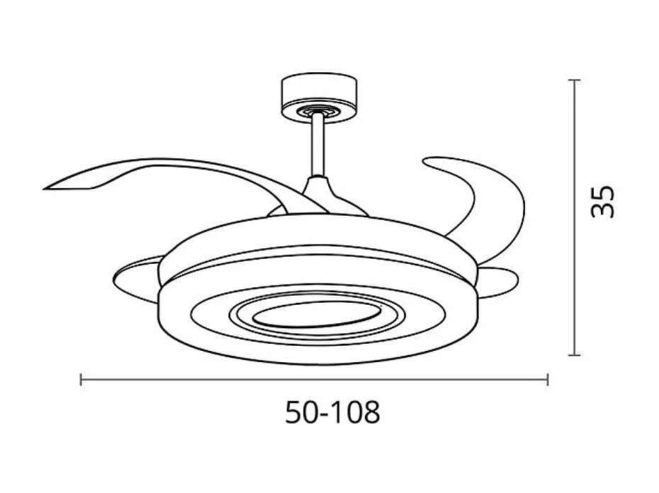 Ventilador de techo Tebe Bel Air 4 aspas retráctiles + mando a distancia blanco Ø108 cm