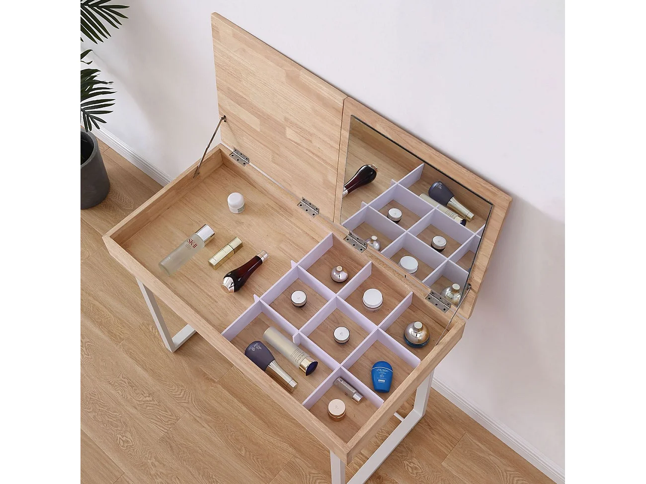 Mesa Estudio Tocador c/Espejo Merilyn Roble Nordish/Blanco 100x50x76cm