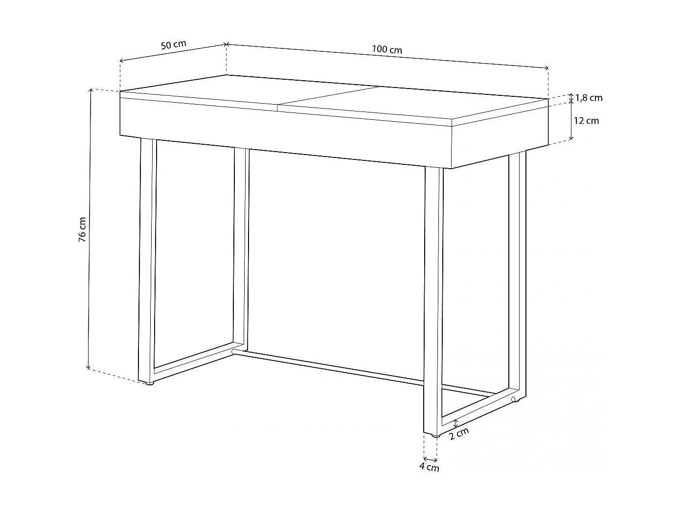 Mesa Estudio Tocador c/Espejo Merilyn Roble Nordish/Blanco 100x50x76cm