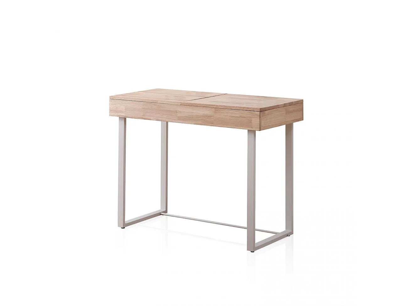 Mesa tocador con espejo y almacenamiento en roble salvaje y blanco 100x50 cm Pretty Roble salvaje - Blanco