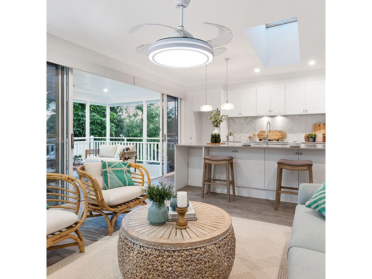 Ventilador de techo Quebec Bel Air 72W 4 aspas retráctiles mando a distancia blanco Ø108 cm