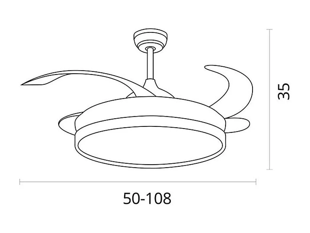 Ventilador de techo Quebec Bel Air 72W 4 aspas retráctiles mando a distancia blanco Ø108 cm