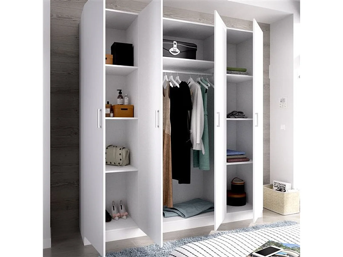 Armario Maxi 4 puertas abatibles blanco 215x200,8x52 cm