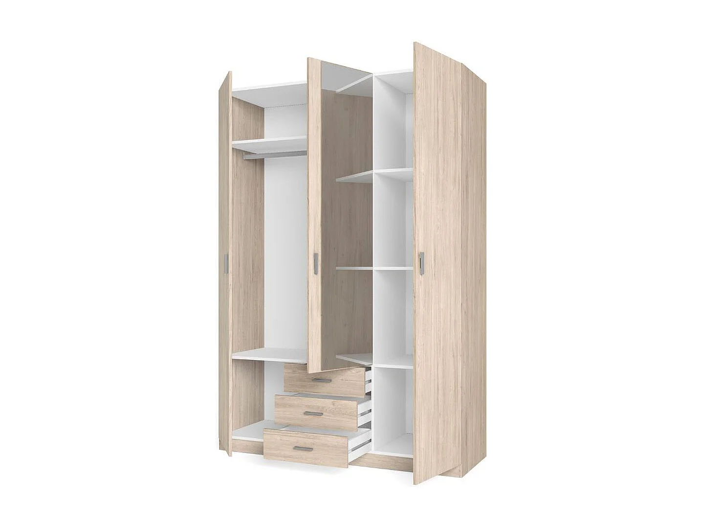 Armario Roma 3 puertas + 3 cajones con espejo sahara 215,5x148,9x52,6 cm