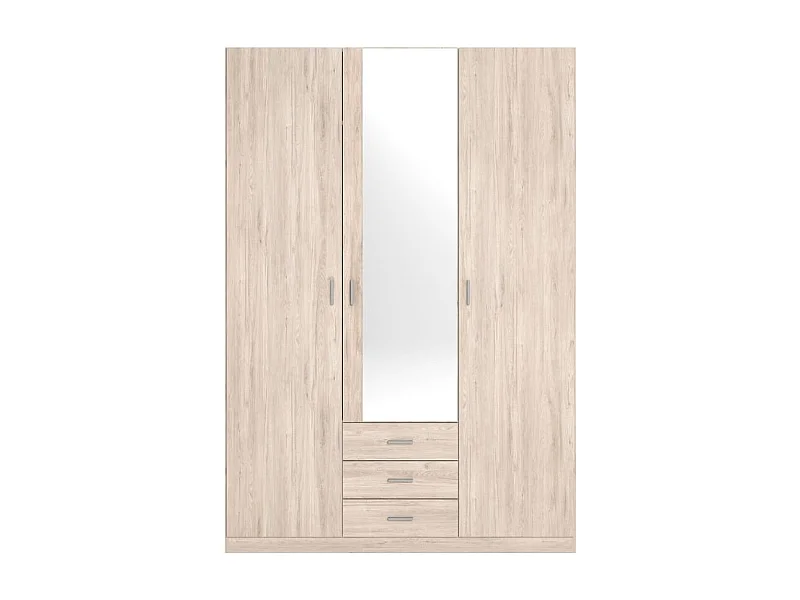 Armario Roma 3 puertas + 3 cajones con espejo sahara 215,5x148,9x52,6 cm