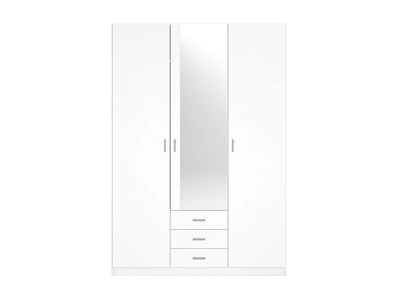 Armario Roma 3 puertas + 3 cajones con espejo blanco mate 215,5x148,9x52,6 cm