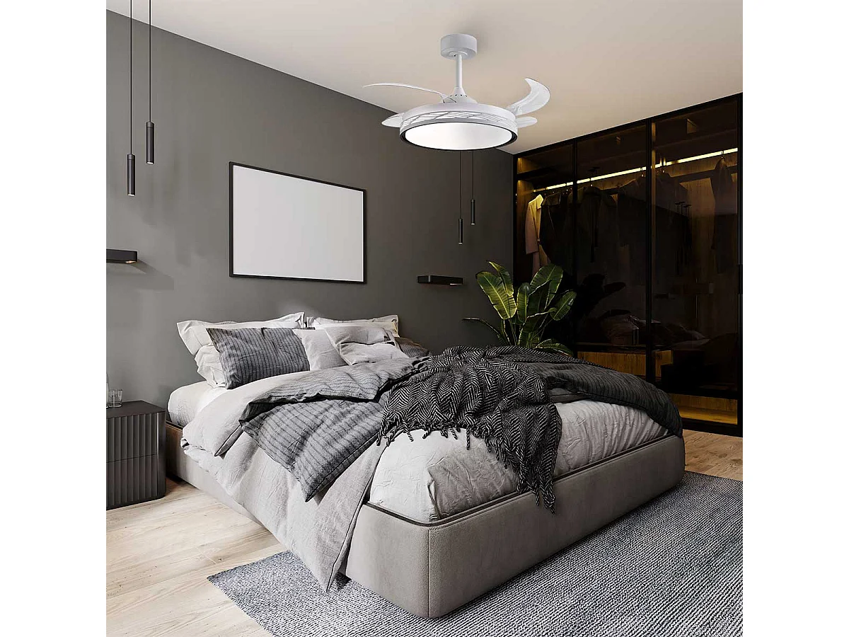 Ventilador de techo Riga Bel Air 72W 4 aspas retráctiles con luz LED blanco/negro Ø108 cm