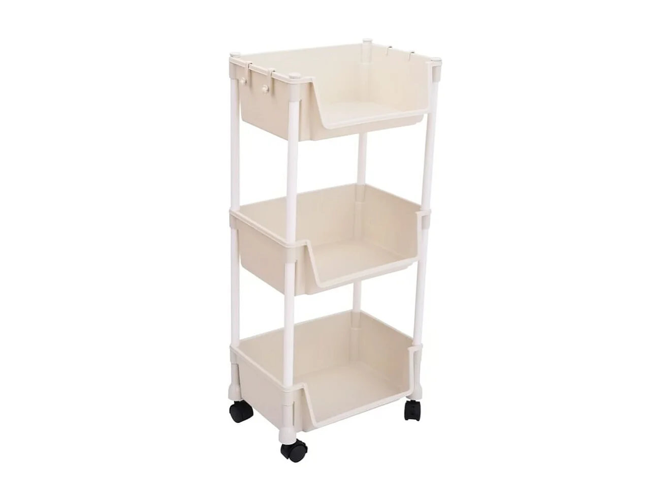 Carrito auxiliar Reddie con 3 niveles y ruedas beige 74,7x35x26,5 cm
