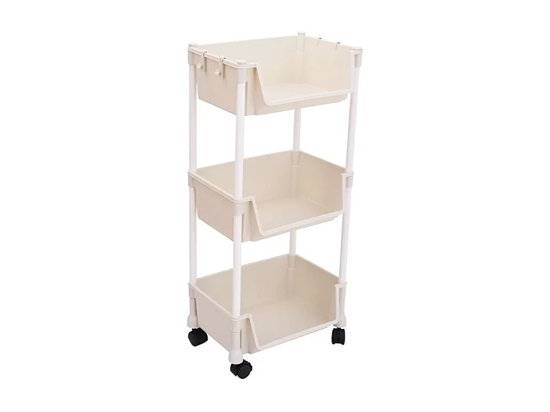 Carrito auxiliar Reddie con 3 niveles y ruedas beige 74,7x35x26,5 cm