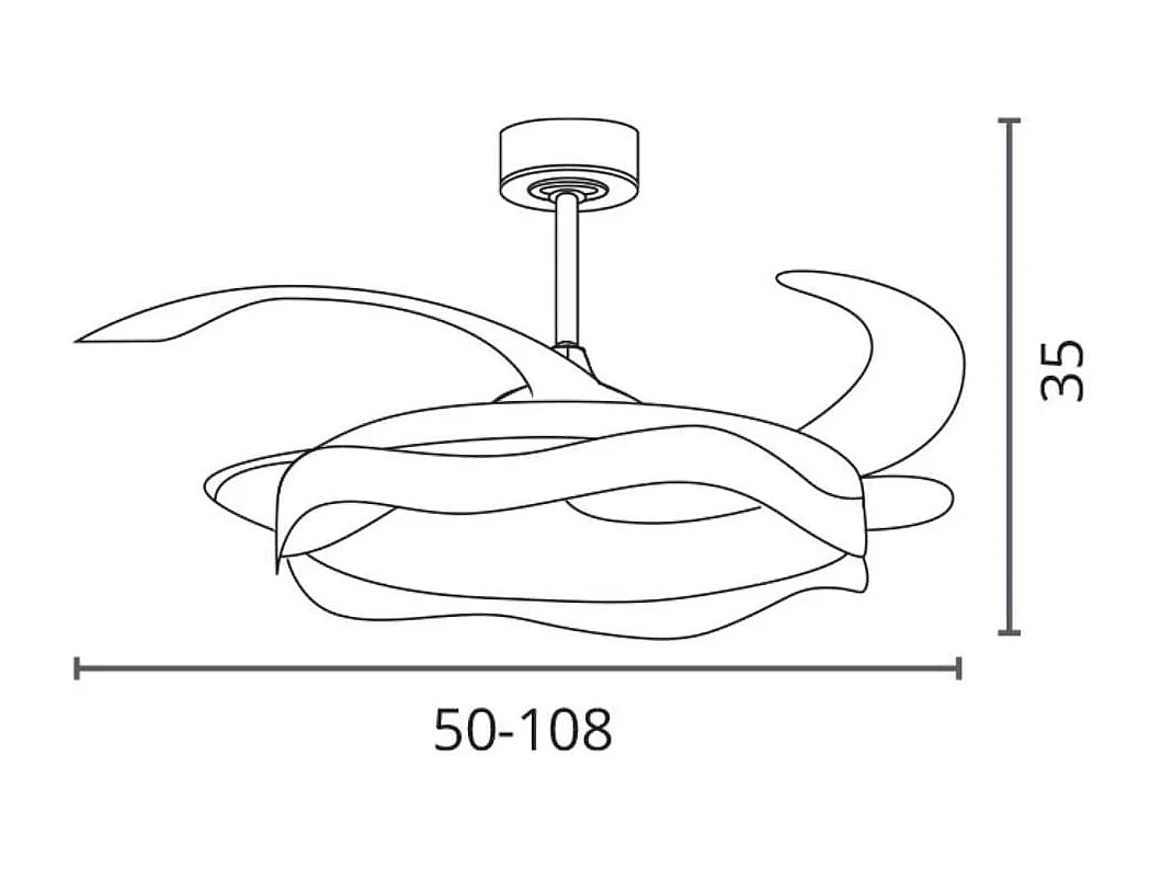 Ventilador de techo Ondas Bel Air 72W 4 aspas retráctiles con luz LED oro Ø108 cm