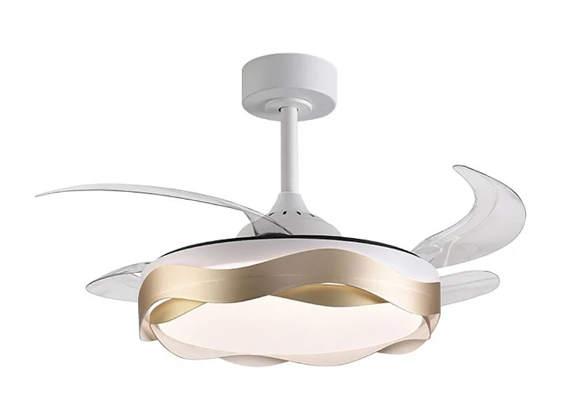 Ventilador de techo Ondas Bel Air 72W 4 aspas retráctiles con luz LED oro Ø108 cm
