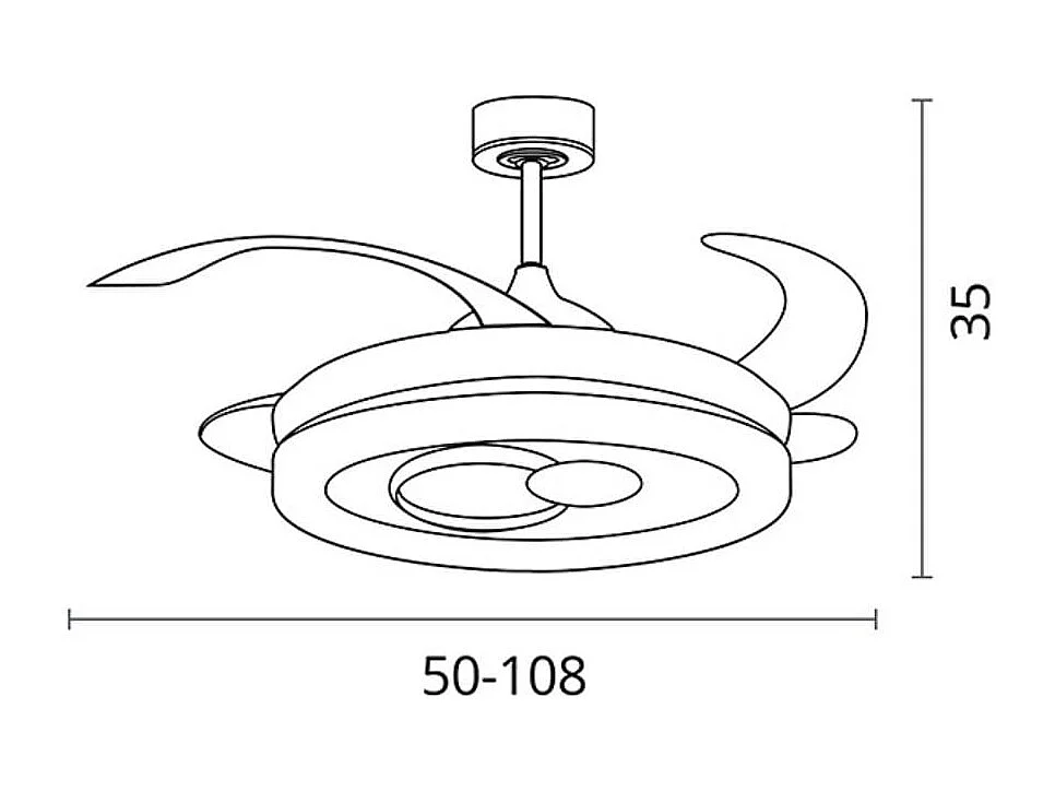 Ventilador de techo Hersa Bel Air 116W 4 aspas retráctiles mando a distancia blanco Ø108 cm
