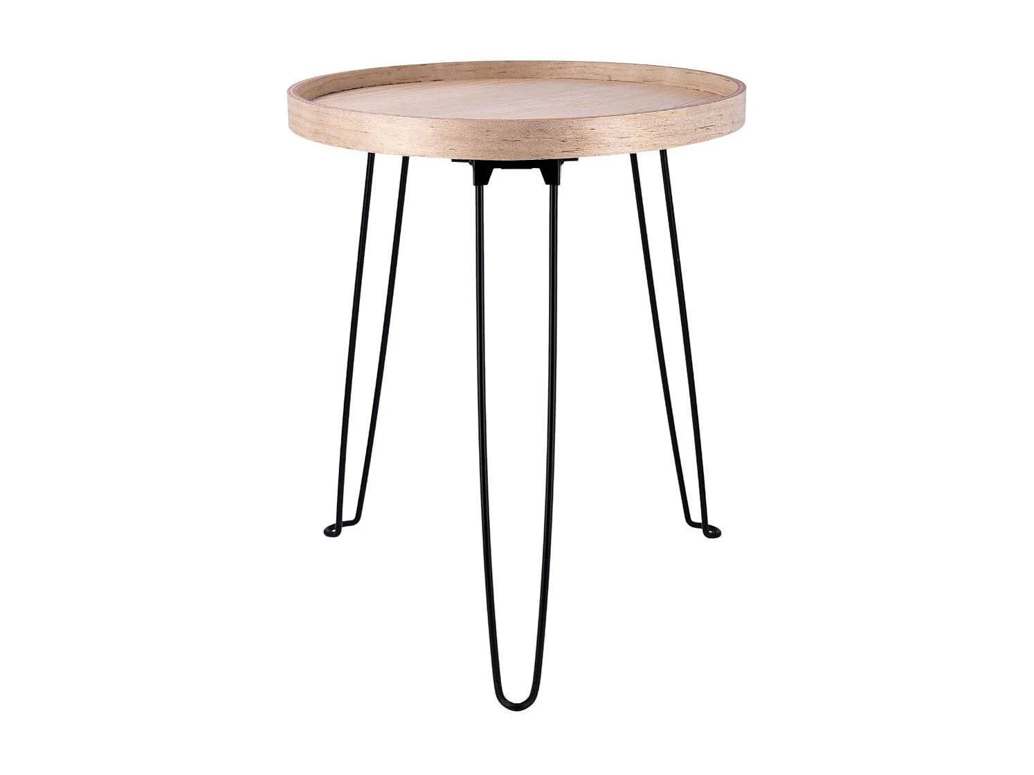 Mesa auxiliar MOA Vinthera patas acero negro/natural 48x40 cm