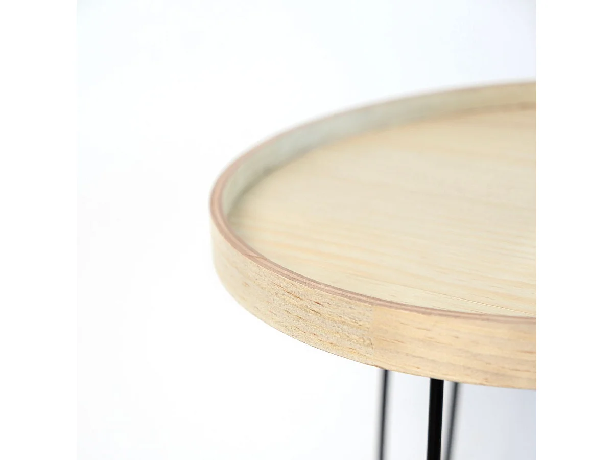 Mesa auxiliar MOA Vinthera patas acero negro/natural 48x40 cm