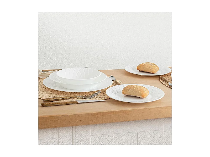 Vajilla Amario Luminarc 12 piezas 4 servicios vidrio opal blanco