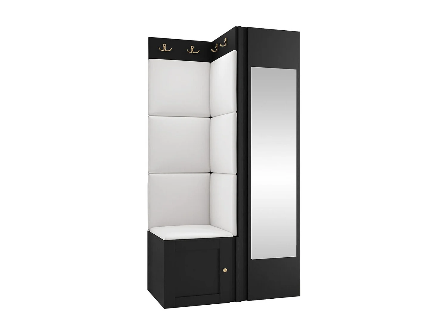 Meuble d'entrée Hartford 382, 186x82x46cm, Disponible, Noir|Blanc, À poser|Murale