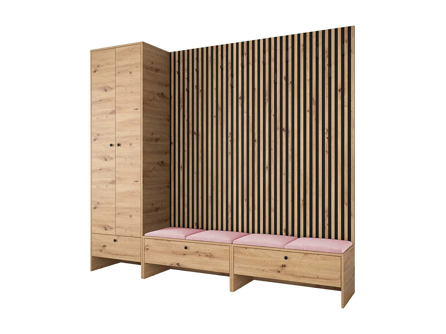 Meuble d'entrée Hartford 484, 206x230x44cm, Tissu|Stratifié, À poser