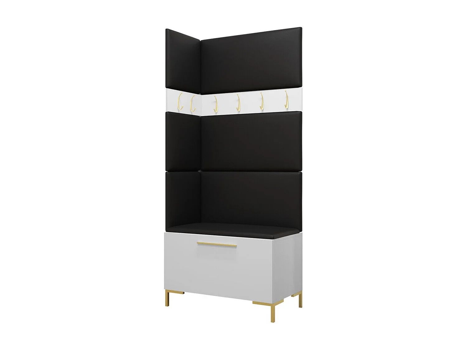 Meuble d'entrée Tivsoa 103, 196x84x46cm, Blanc, Stratifié|Faux cuir, À poser|Murale