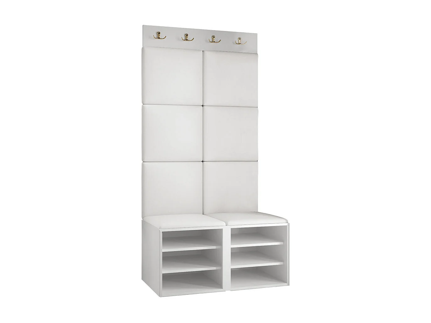 Meuble d'entrée Hartford 383, 186x84x46cm, Gris|Blanc, Tissu|MDF|Stratifié
