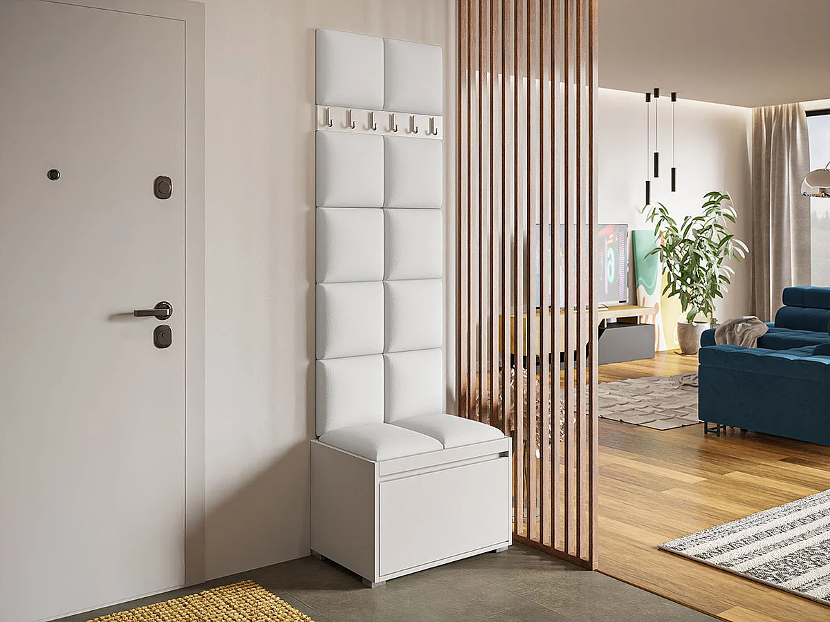 Meuble d'entrée Comfivo 395, 207x65x34cm, Faux cuir|Stratifié, Murale|À poser