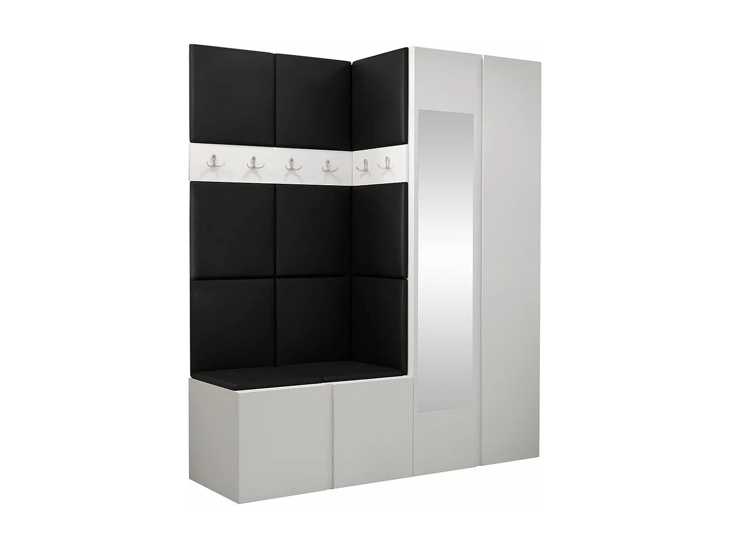 Meuble d'entrée Hartford 278, 186x158x46cm, Disponible, Blanc, Stratifié|Faux cuir