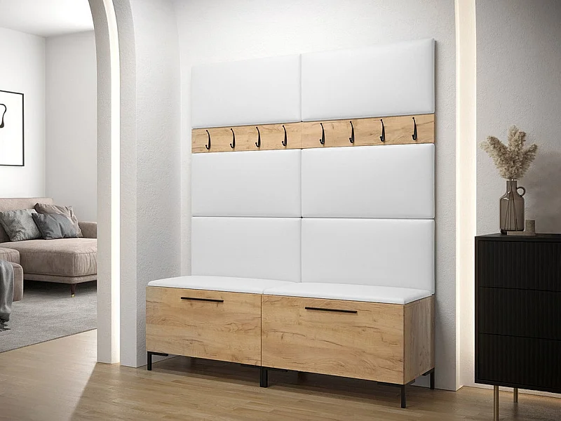 Meuble d'entrée Tivsoa 101, 196x168x46cm, Craft chêne, Stratifié|Faux cuir