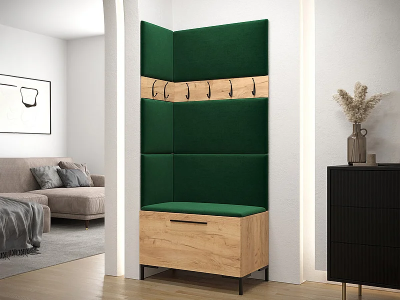 Meuble d'entrée Tivsoa 103, 196x84x46cm, Craft chêne, Tissu|Stratifié, À poser|Murale