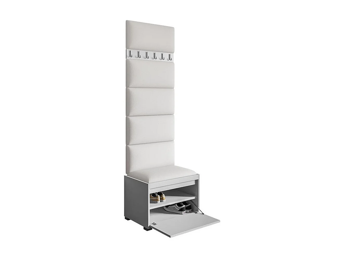 Meuble d'entrée Comfivo 393, 207x65x34cm, Stratifié|Faux cuir, Murale|À poser