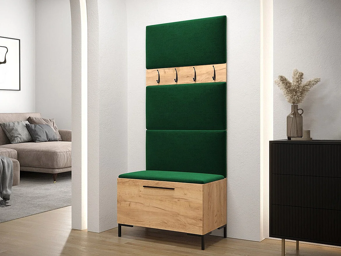 Meuble d'entrée Tivsoa 102, 196x84x46cm, Craft chêne, Tissu|Stratifié, À poser|Murale